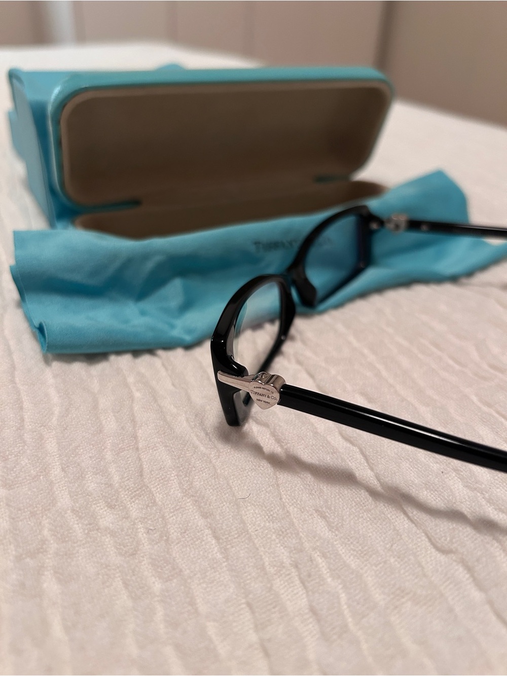 Tiffany & Co. Black Women's Rectangular Glasses with Tiffany Blue Case - Picture 2 of 6